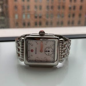 Michele Deco Mid Stainless Diamond Dial Watch